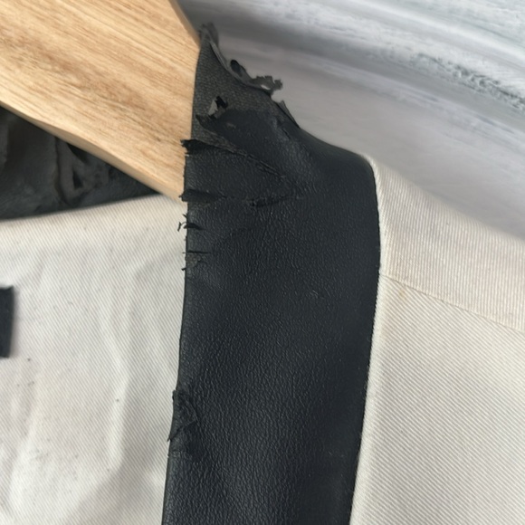 Torrid Ivory Tuxedo Blazer with Faux Leather Trim and Satin Lining 0x. - Picture 8 of 11